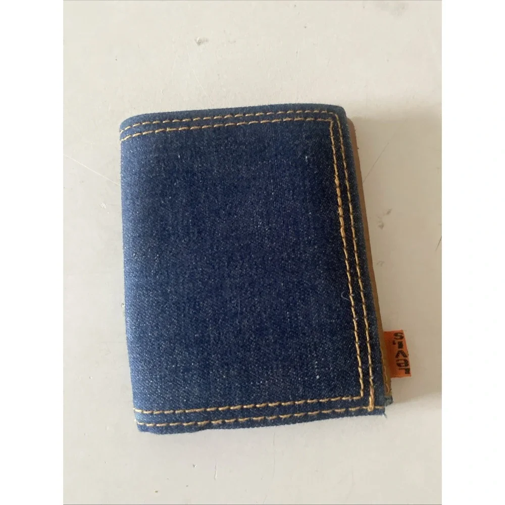 70s Vintage Levi's Orange Tab bifold leather / Denim wallet Rare